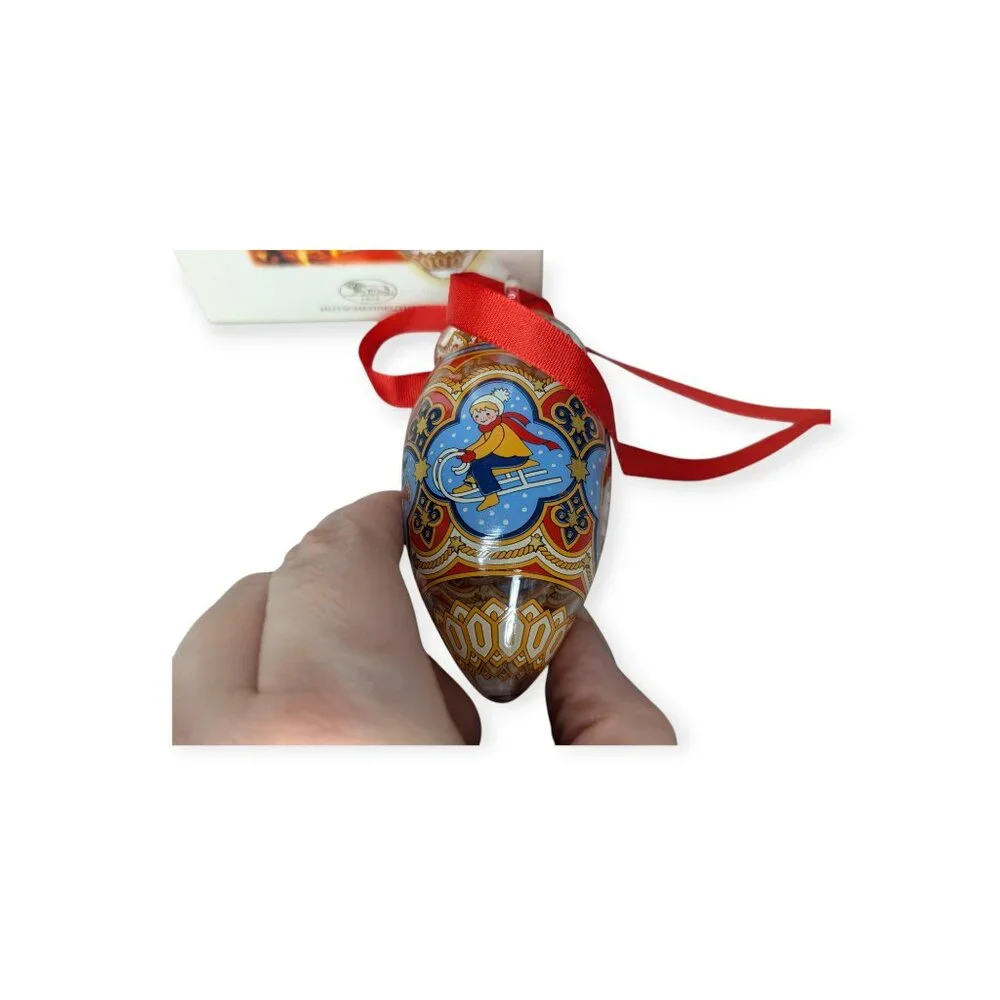 Hutschenreuther Glas Glocke Kristal Zapfen 2003 Winter Sports Motif Ornament